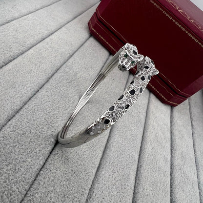 [⭐Hyrra Jewelry]PANTHERE DOUBLE HEADED HALF DIAMOND OPEN BRACELET