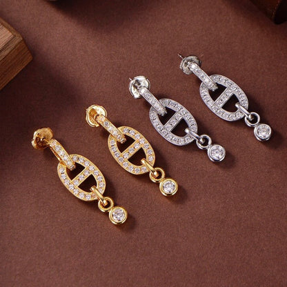 [⭐Hyrra Jewelry]HM CHAINE DIAMOND EARRINGS