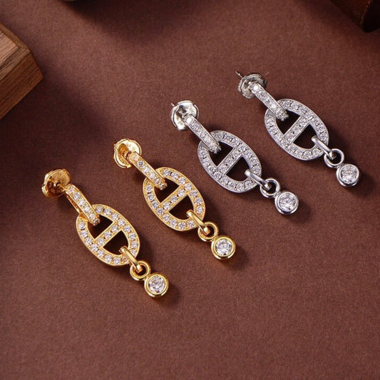 [⭐Hyrra Jewelry]HM CHAINE DIAMOND EARRINGS