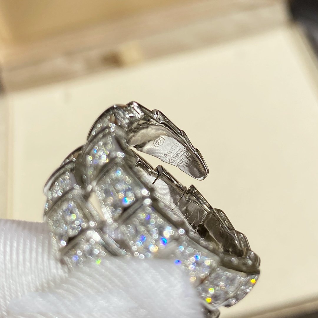 [⭐Hyrra Jewelry]SERPENTI DOUBLE RING SILVER DIAMOND PAVED