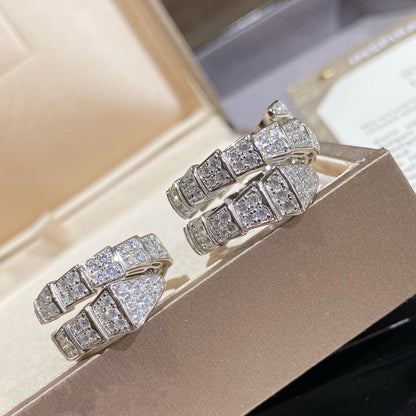 [⭐Hyrra Jewelry]SERPENTI DOUBLE RING SILVER DIAMOND PAVED