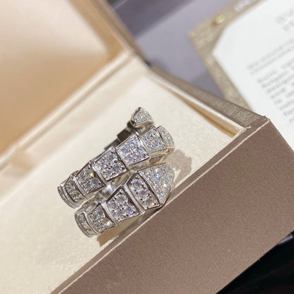 [⭐Hyrra Jewelry]SERPENTI DOUBLE RING SILVER DIAMOND PAVED