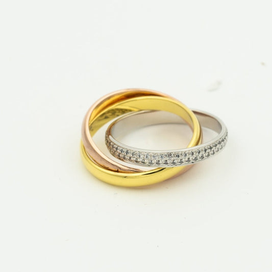 [⭐Hyrra Jewelry Jewelry]TRINITY RING GOLD PINK GOLD SILVER DIAMONDS