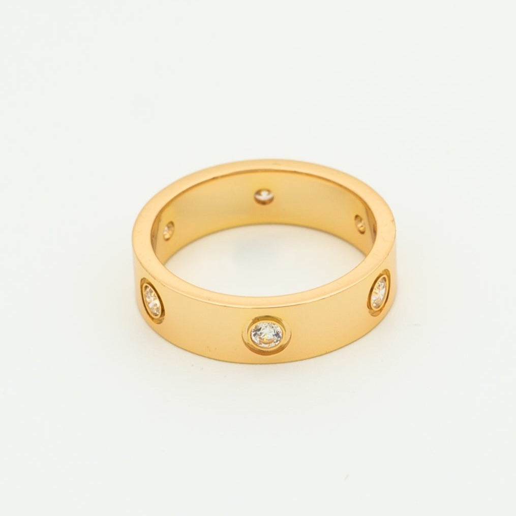 [⭐Hyrra Jewelry]LOVE RING 5.5MM 6 DIAMONDS PINK GOLD