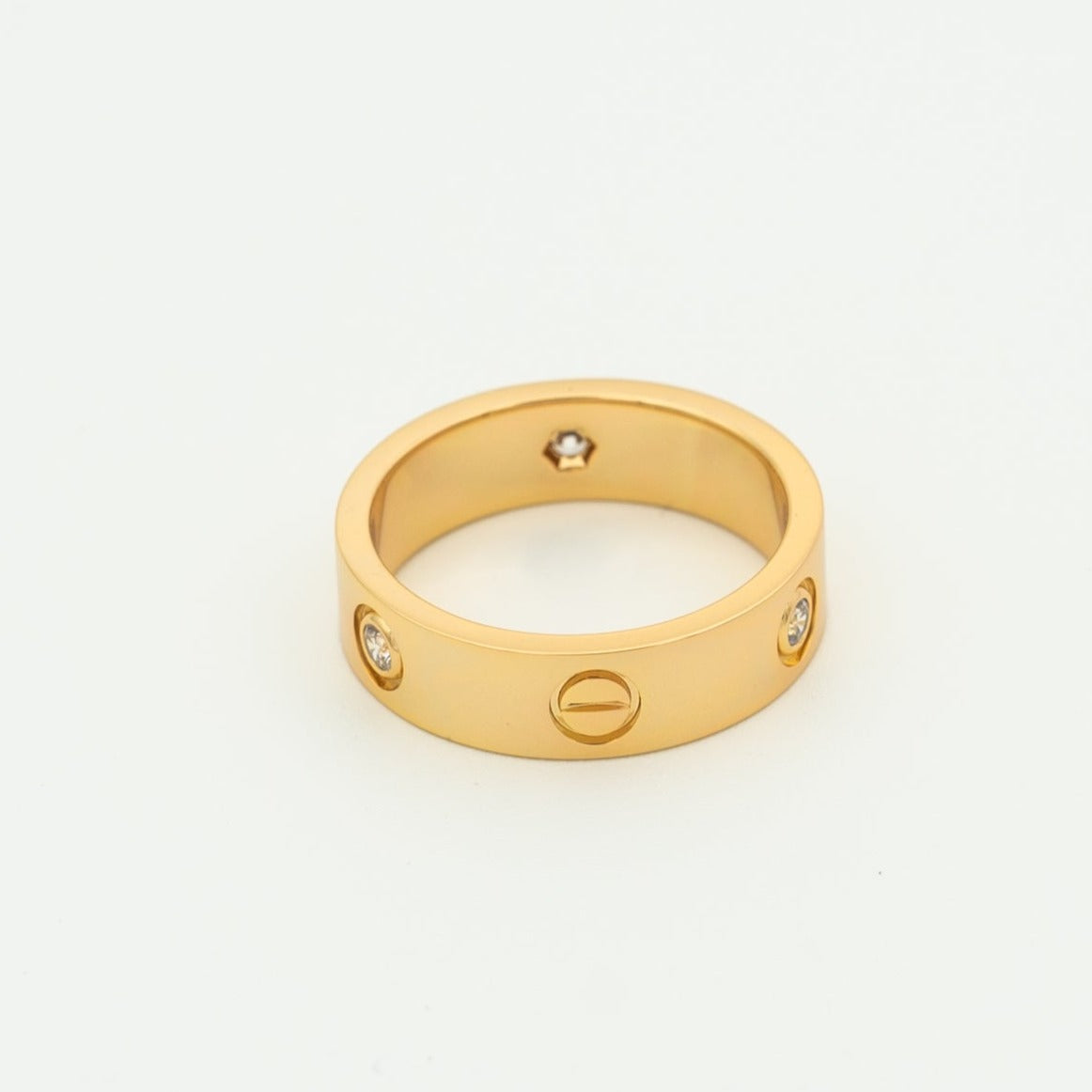 [⭐Hyrra Jewelry]LOVE RING 5.5MM 3 DIAMONDS PINK GOLD