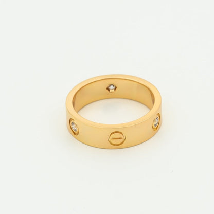 [⭐Hyrra Jewelry]LOVE RING 5.5MM 3 DIAMONDS PINK GOLD
