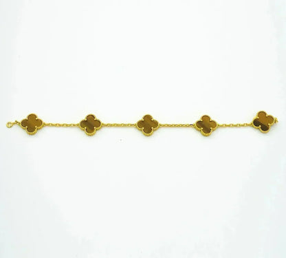 [⭐Hyrra Jewelry] CLOVER 5 MOTIFS TIGER EYE BRACELET COLLECTION