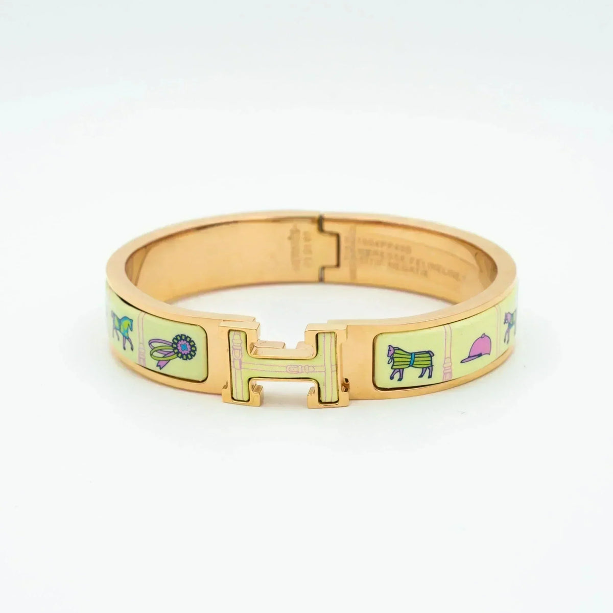 [⭐Hyrra Jewelry]H PINK GOLD BRACELET CREAM CERAMIC