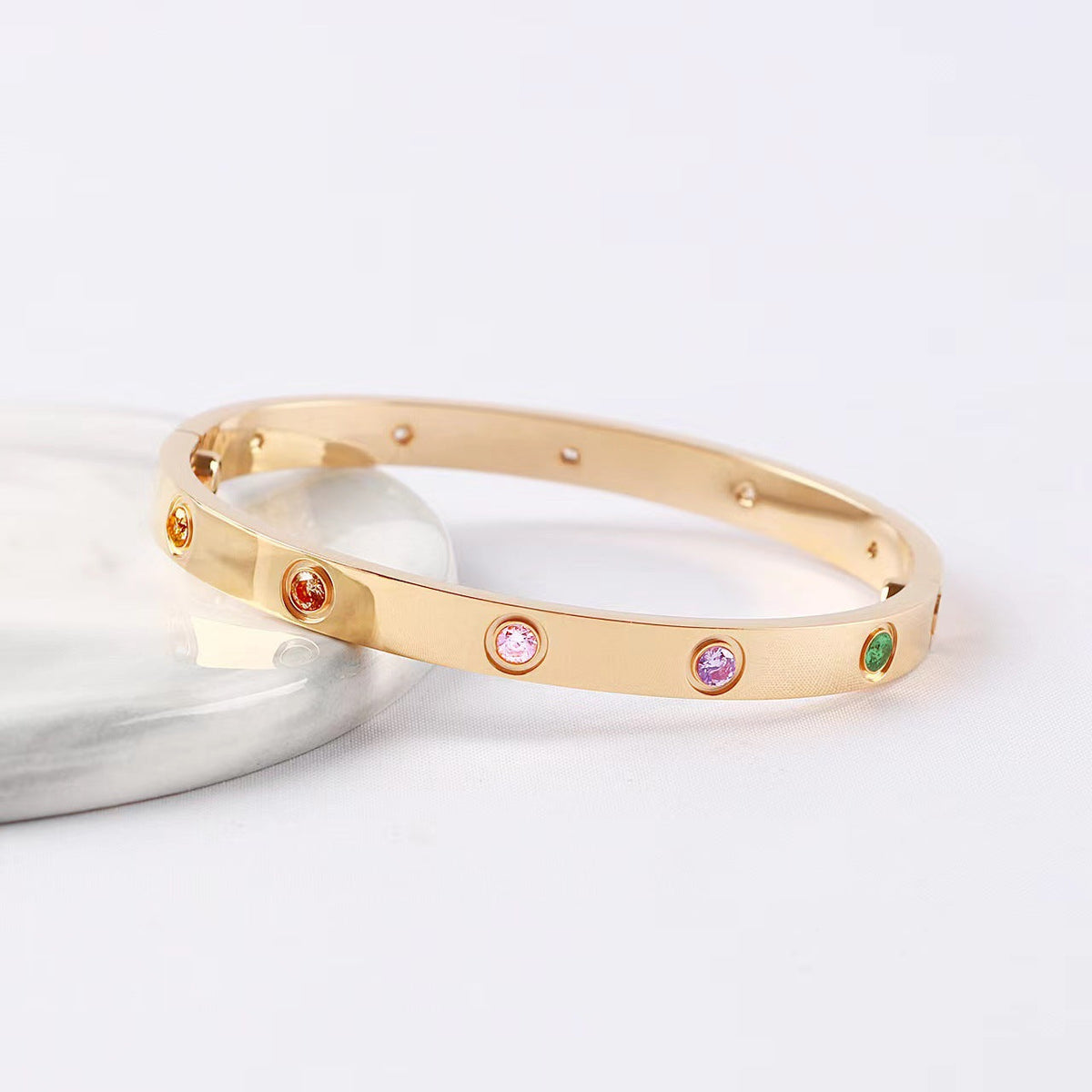 [⭐Hyrra Jewelry] 2026 RAINBOW LOVE BRACELET 6.1MM  10 DIAMONDS
