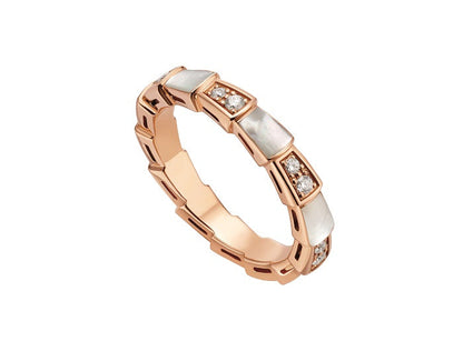 [⭐Hyrra Jewelry]SERPENTI RING PINK GOLD DIAMOND MOP 3MM
