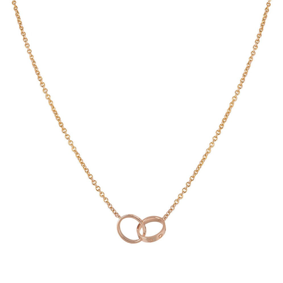 [⭐Hyrra Jewelry]LOVE NECKLACE DOUBLE RING PINK GOLD