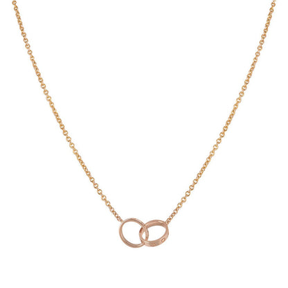 [⭐Hyrra Jewelry]LOVE NECKLACE DOUBLE RING PINK GOLD
