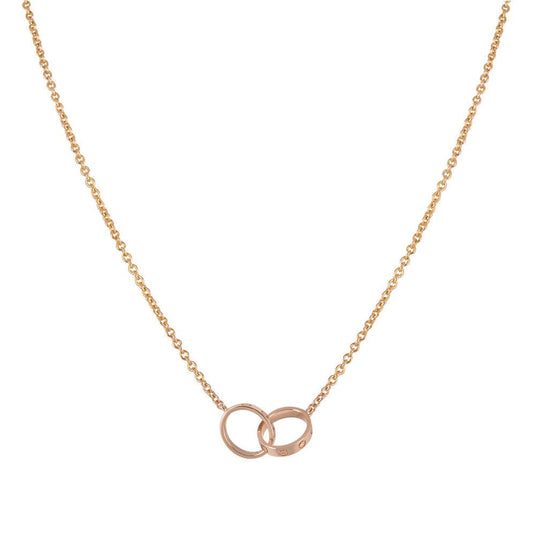 [⭐Hyrra Jewelry]LOVE NECKLACE DOUBLE RING PINK GOLD