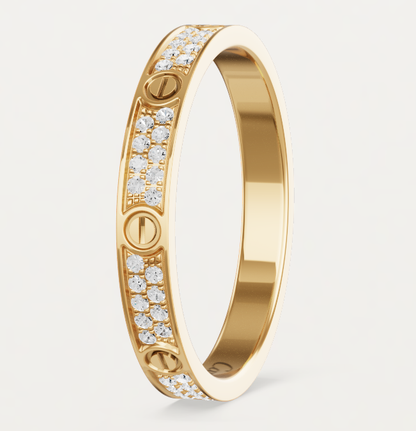 [⭐Hyrra Jewelry]LOVE RING 2.6mm-wide full-diamond ring Gold