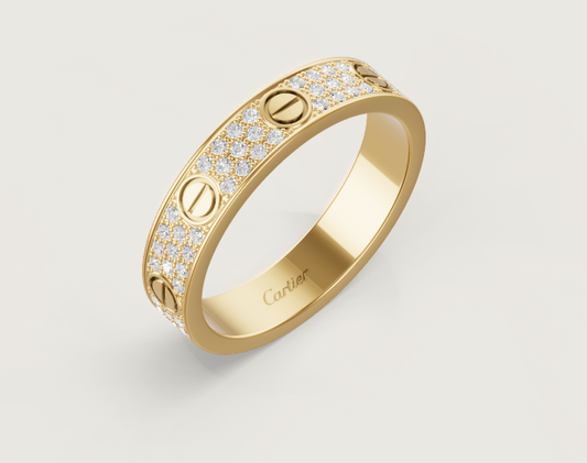 [⭐Hyrra Jewelry]LOVE RING 4mm-wide full-diamond ring GOLD