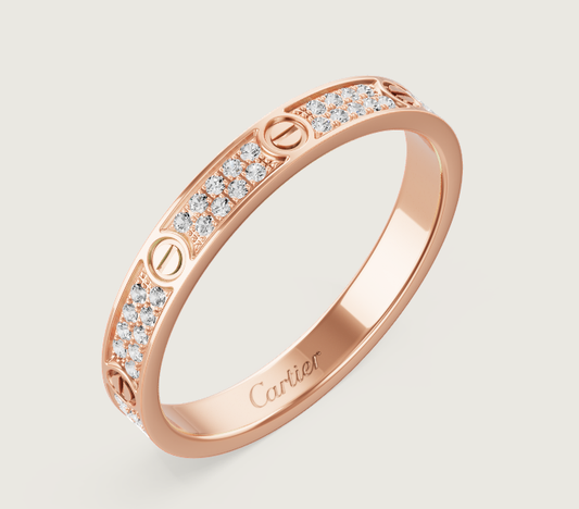 [⭐Hyrra Jewelry]LOVE RING 2.6mm-wide full-diamond ring Rose Gold