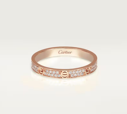 [⭐Hyrra Jewelry]LOVE RING 2.6mm-wide full-diamond ring Rose Gold