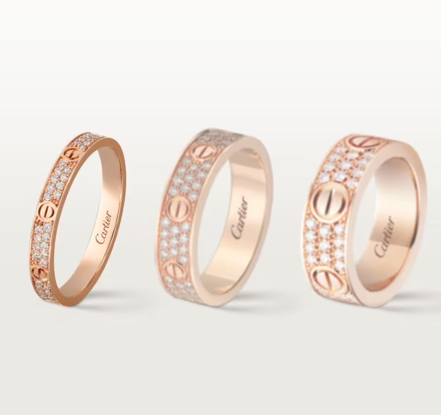 [⭐Hyrra Jewelry]LOVE RING 2.6mm-wide full-diamond ring Rose Gold