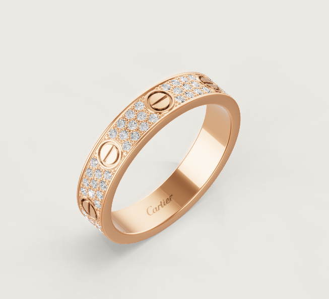 [⭐Hyrra Jewelry]LOVE RING 4mm-wide full-diamond ring Rose Gold