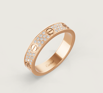 [⭐Hyrra Jewelry]LOVE RING 4mm-wide full-diamond ring Rose Gold