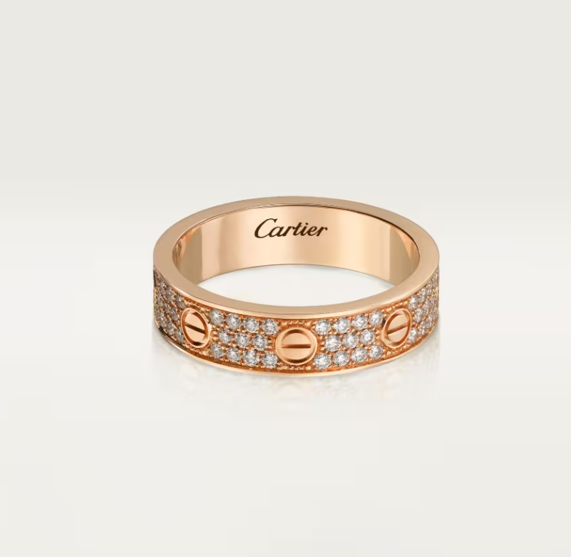 [⭐Hyrra Jewelry]LOVE RING 4mm-wide full-diamond ring Rose Gold