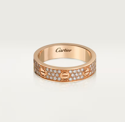 [⭐Hyrra Jewelry]LOVE RING 4mm-wide full-diamond ring Rose Gold