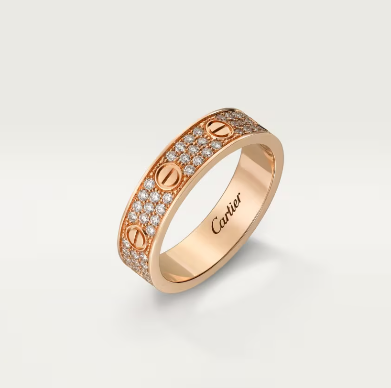 [⭐Hyrra Jewelry]LOVE RING 4mm-wide full-diamond ring Rose Gold