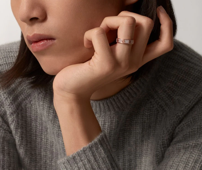 [⭐Hyrra Jewelry]LOVE RING 4mm-wide full-diamond ring Rose Gold