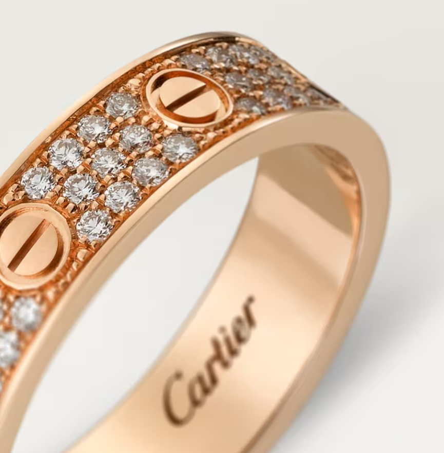 [⭐Hyrra Jewelry]LOVE RING 4mm-wide full-diamond ring Rose Gold