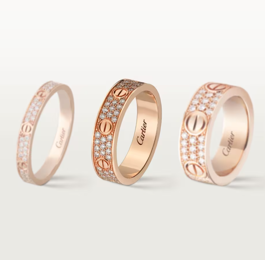 [⭐Hyrra Jewelry]LOVE RING 4mm-wide full-diamond ring Rose Gold