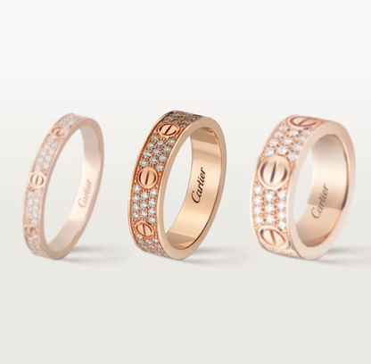 [⭐Hyrra Jewelry]LOVE RING 4mm-wide full-diamond ring Rose Gold