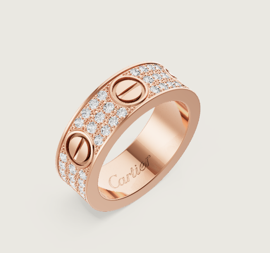 [⭐Hyrra Jewelry]LOVE RING 6.5mm-wide full-diamond ring Rose Gold
