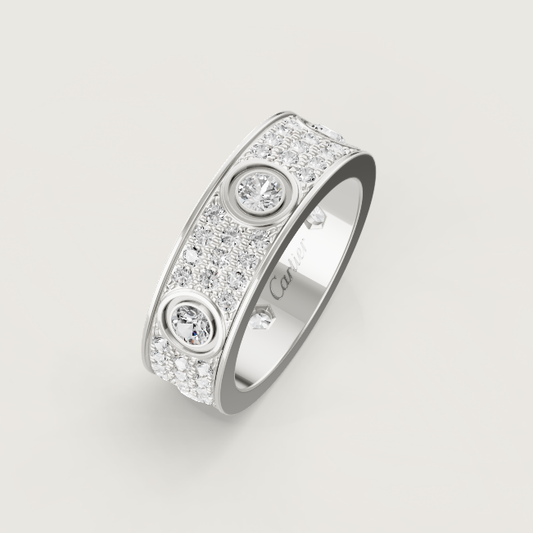 [⭐Hyrra Jewelry]LOVE RING 6.5MM Full Diamond, 6 Major Diamonds Silver