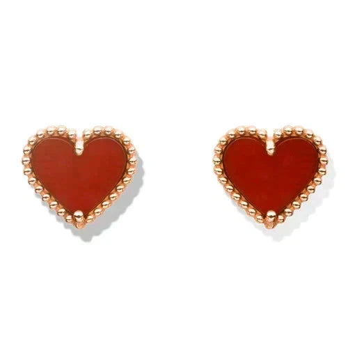 [⭐Hyrra Jewelry]HEART CARNELIAN STUD EARRINGS