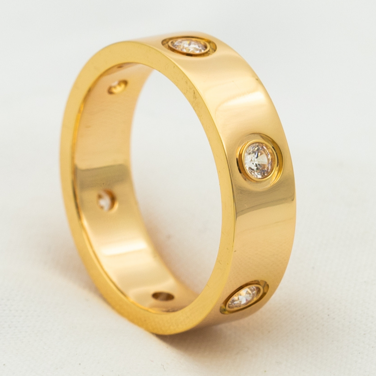 [⭐Hyrra Jewelry]LOVE RING 5.5MM 6 DIAMONDS PINK GOLD