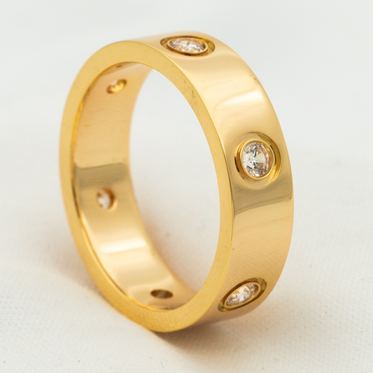 [⭐Hyrra Jewelry]LOVE RING 5.5MM 6 DIAMONDS PINK GOLD