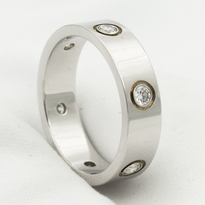 [⭐Hyrra Jewelry]LOVE RING 5.5MM 6 DIAMONDS SILVER