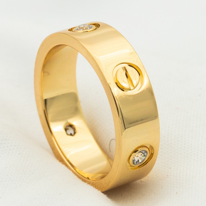[⭐Hyrra Jewelry]LOVE RING 5.5MM 3 DIAMONDS PINK GOLD