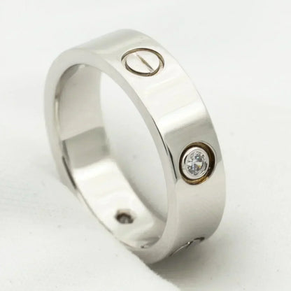 [⭐Hyrra Jewelry]LOVE RING 5.5MM 3 DIAMONDS SILVER