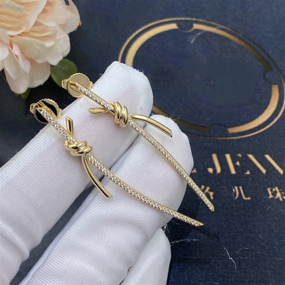 [Hyrra Jewelry]KNOT DROP EARRINGS IN YELLOW GOLD WITH DIAMONDS