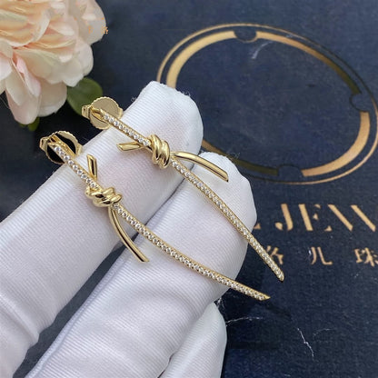[Hyrra Jewelry]KNOT DROP EARRINGS IN YELLOW GOLD WITH DIAMONDS