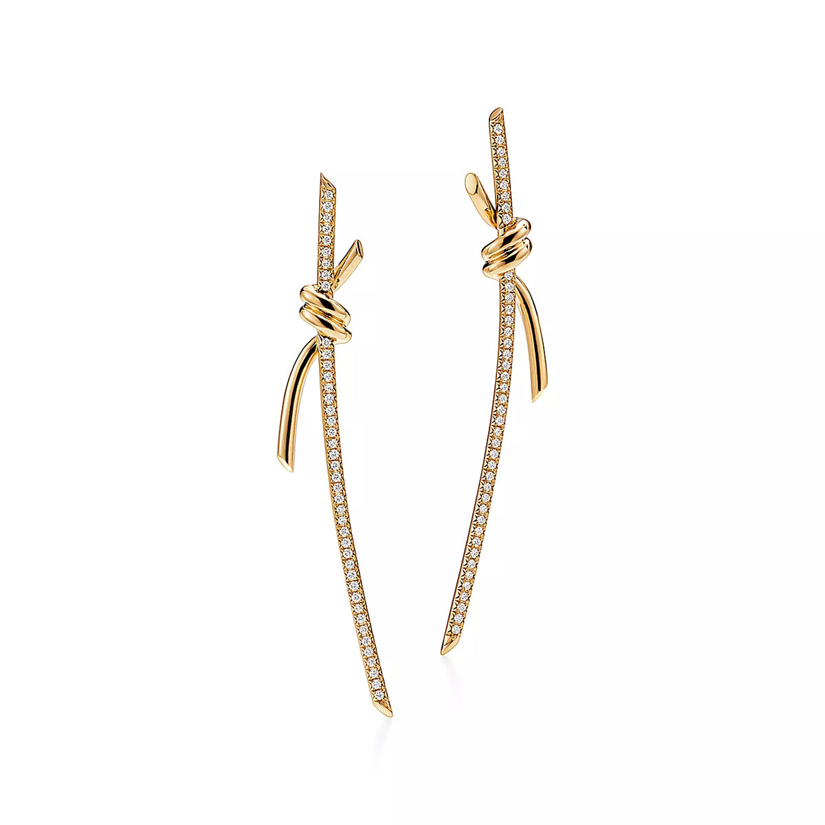 [Hyrra Jewelry]KNOT DROP EARRINGS IN YELLOW GOLD WITH DIAMONDS