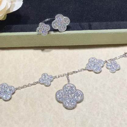 [⭐Hyrra Jewelry]CLOVER 6 MOTIFS SILVER DIAMOND BRACELET