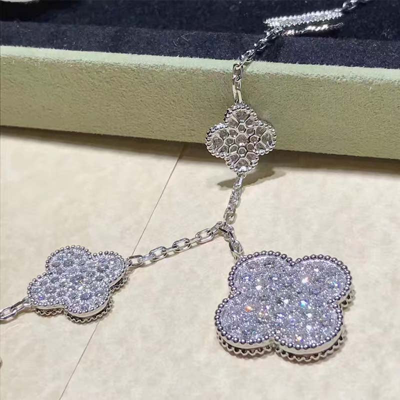 [⭐Hyrra Jewelry]CLOVER 6 MOTIFS SILVER DIAMOND BRACELET