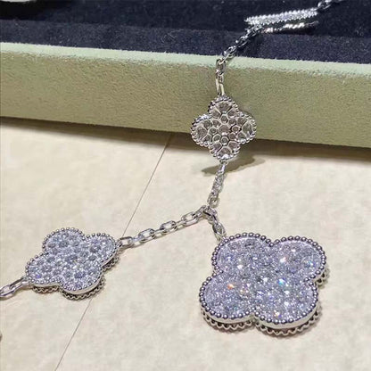 [⭐Hyrra Jewelry]CLOVER 6 MOTIFS SILVER DIAMOND BRACELET