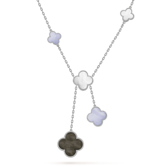 [⭐Hyrra Jewelry]CLOVER MOP CHALCEDONY NECKLACE SILVER 6 MOTIF