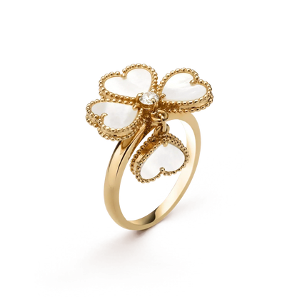 [⭐Hyrra Jewelry]SWEET CLOVER WHITE MOP RING