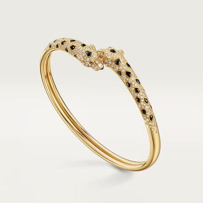 [⭐Hyrra Jewelry]PANTHERE DOUBLE HEADED HALF DIAMOND OPEN BRACELET