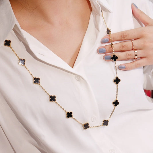 [⭐Hyrra Jewelry]CLOVER 20 MOTIFS ONYX ROSE GOLD