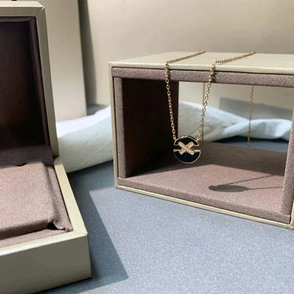 [⭐Hyrra Jewelry]JEUX DE ROSE GOLD DIAMOND NECKLACE